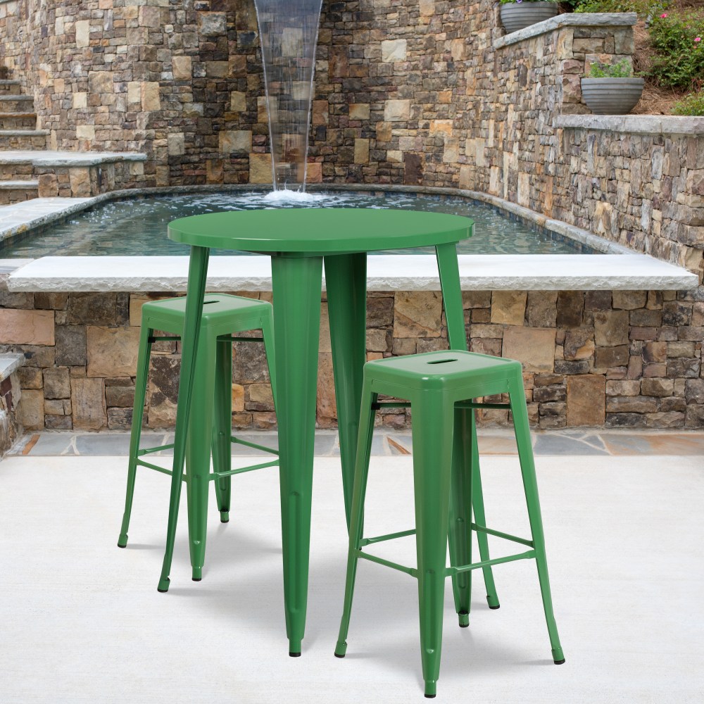 Flash Furniture Commercial-Grade Round Metal Indoor-Outdoor Bar