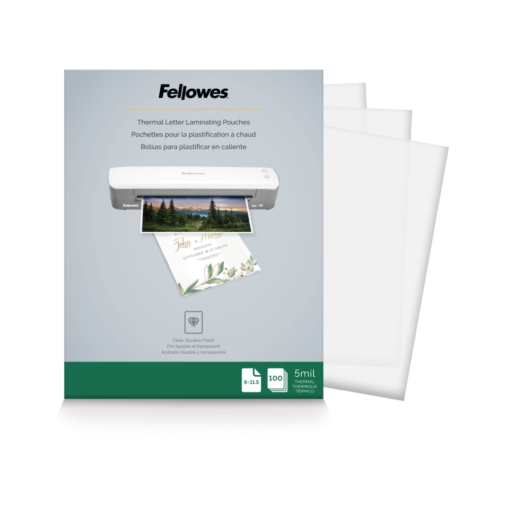 Fellowes® Thermal Laminating Pouches, Letter, 5 mil, 11