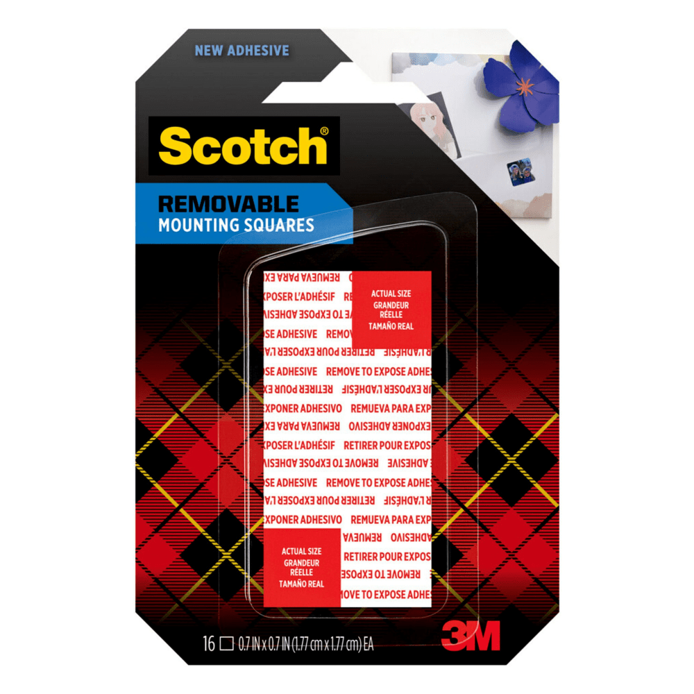 Scotch Removable Double-Sided Mounting Squares, 0.7 in x