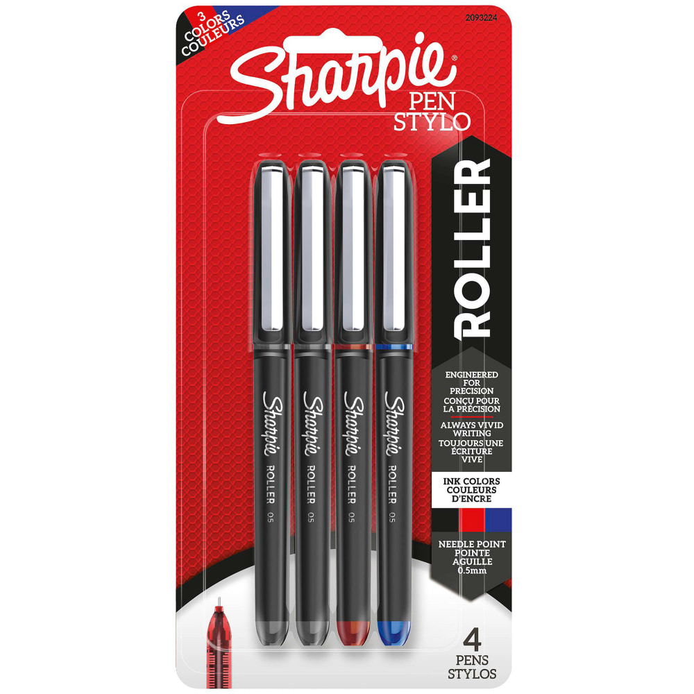 Sharpie Rollerball Pen, Needle Point, 0.5mm, Assorted Colors,