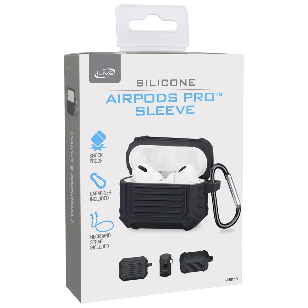 iLive Airpods Pro™ Sleeve With Carabiner, Black, IA50X1B