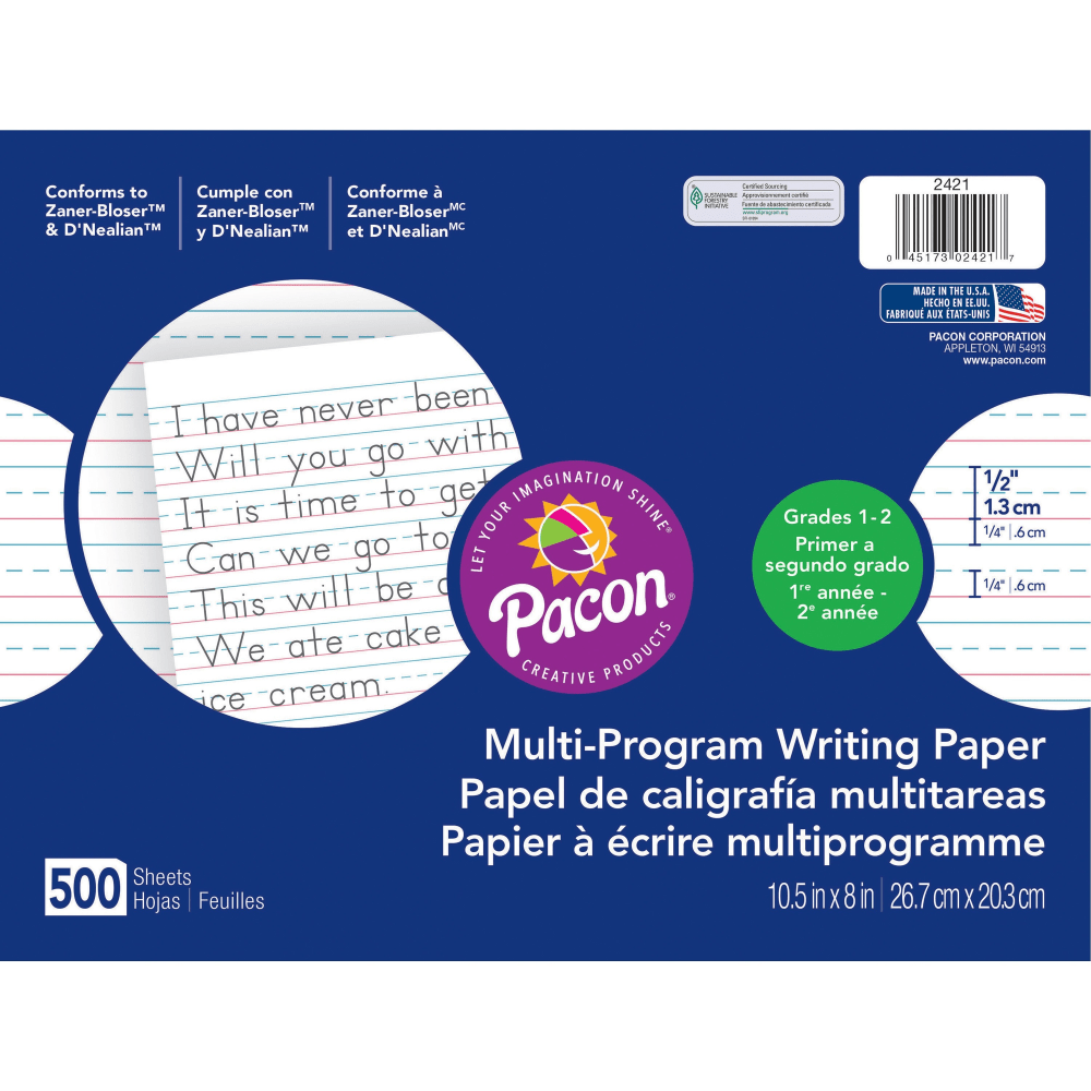 Pacon Multi-Program Handwriting Papers, Grade 1-2, 10 1/2"
