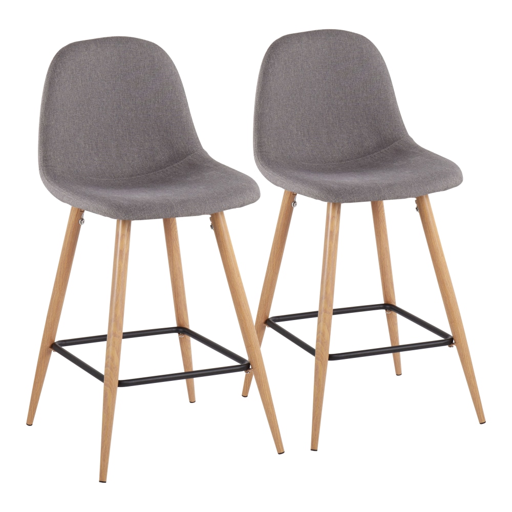 LumiSource Pebble Counter Stools, Natural/Charcoal, Set Of 2