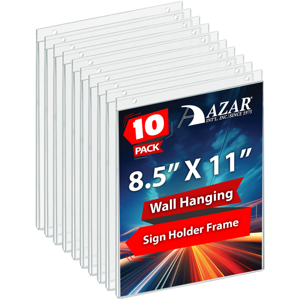 Azar Displays Wall-Mount U-Frame Acrylic Sign Holders, 11"