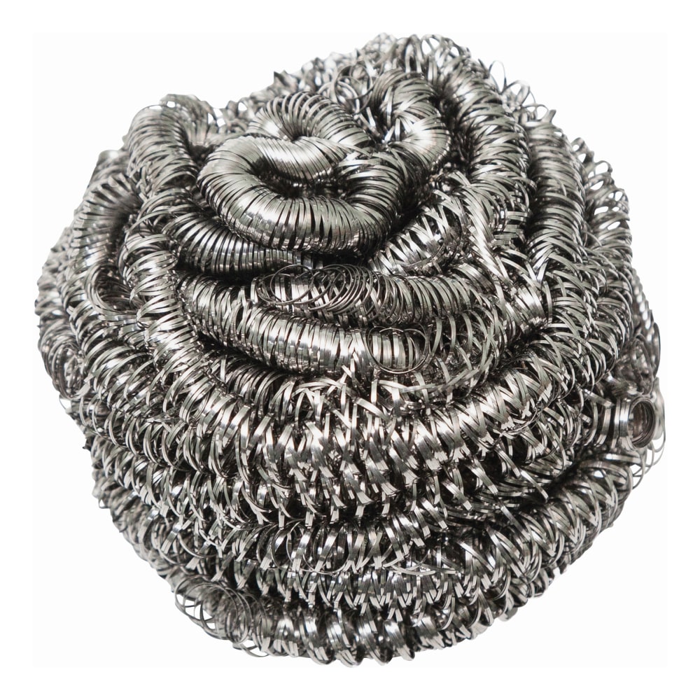 Genuine Joe Stainless-Steel Scrubbers, 3", Pack Of 12
