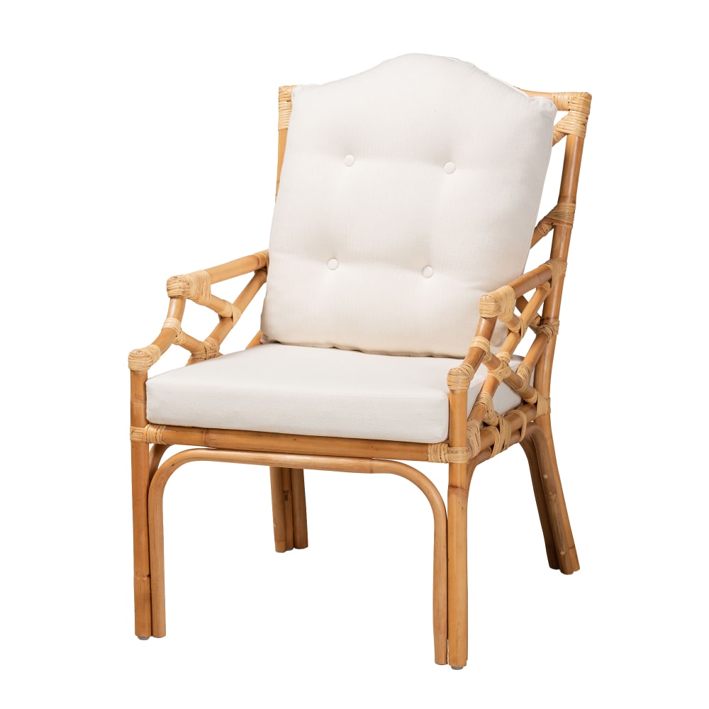 bali & pari Sonia Rattan Armchair, White/Natural