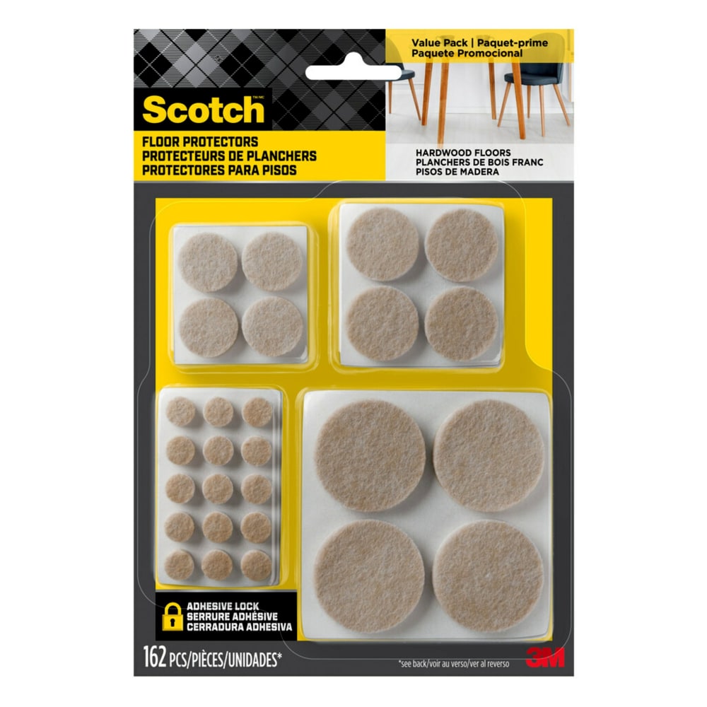 Scotch® Floor Protection Felt Pads, Beige, Pack Of