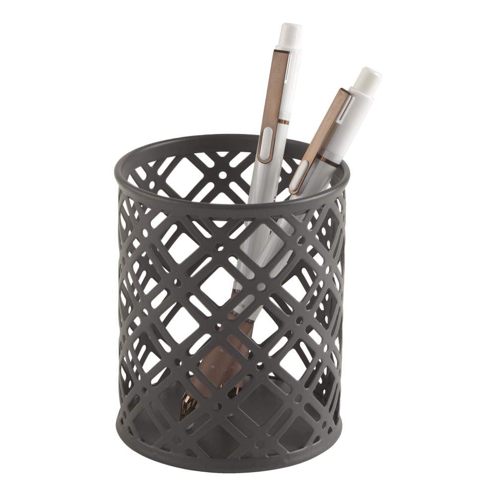 Realspace® Streya Cut-Metal Pen Cup, 4"H x 3-1/4"W