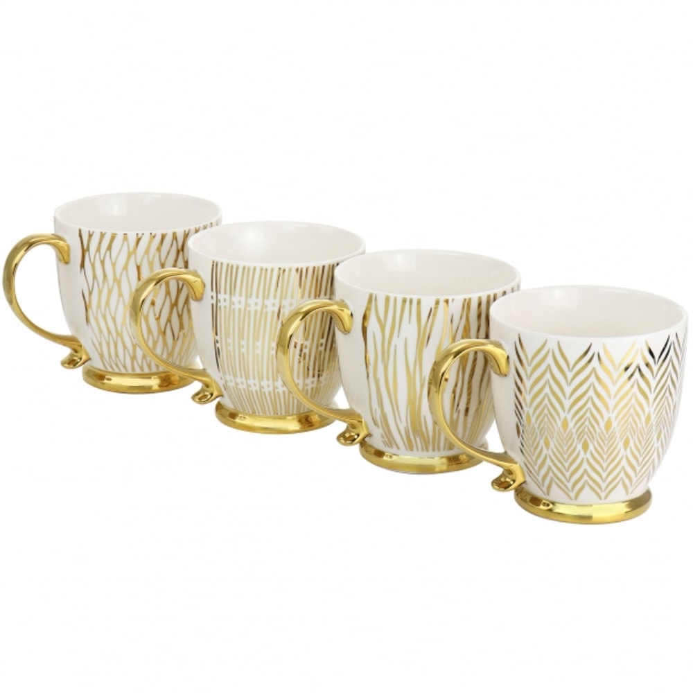 Gibson Home Gold Finch 4-Piece Mug Set, 16.7