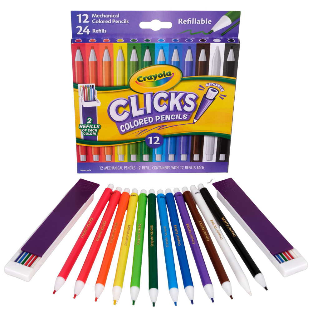 Crayola 12 Ct & 24 Refills CLICKS Mechanical