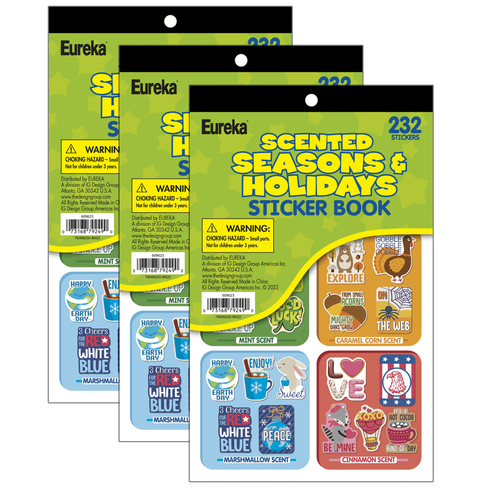 Eureka Scented Sticker Books, Medium, Seasons & Holidays,