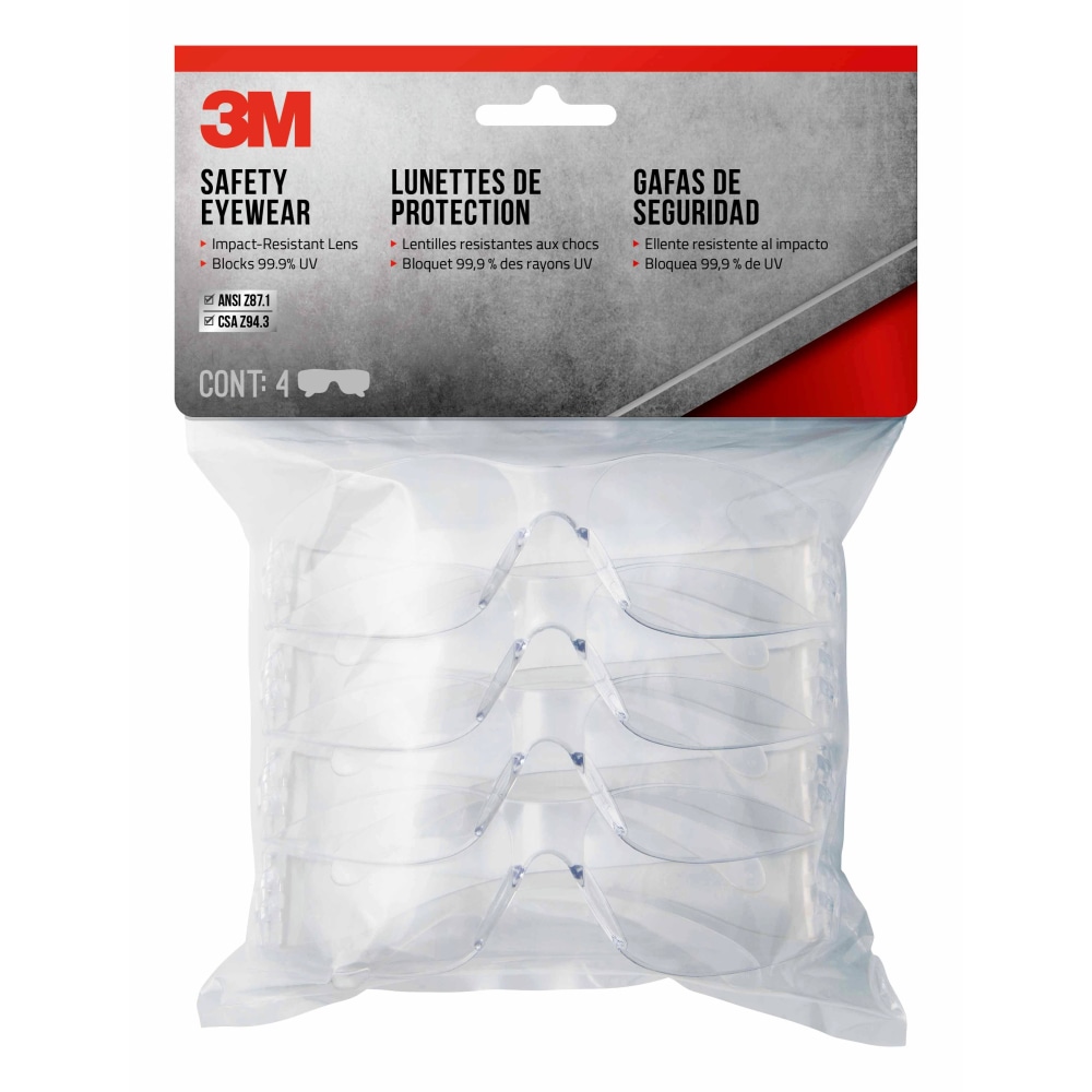 3M™ Safety Eyewear Anti-Scratch, 90953H4-DC, Clear, Clear Lens,