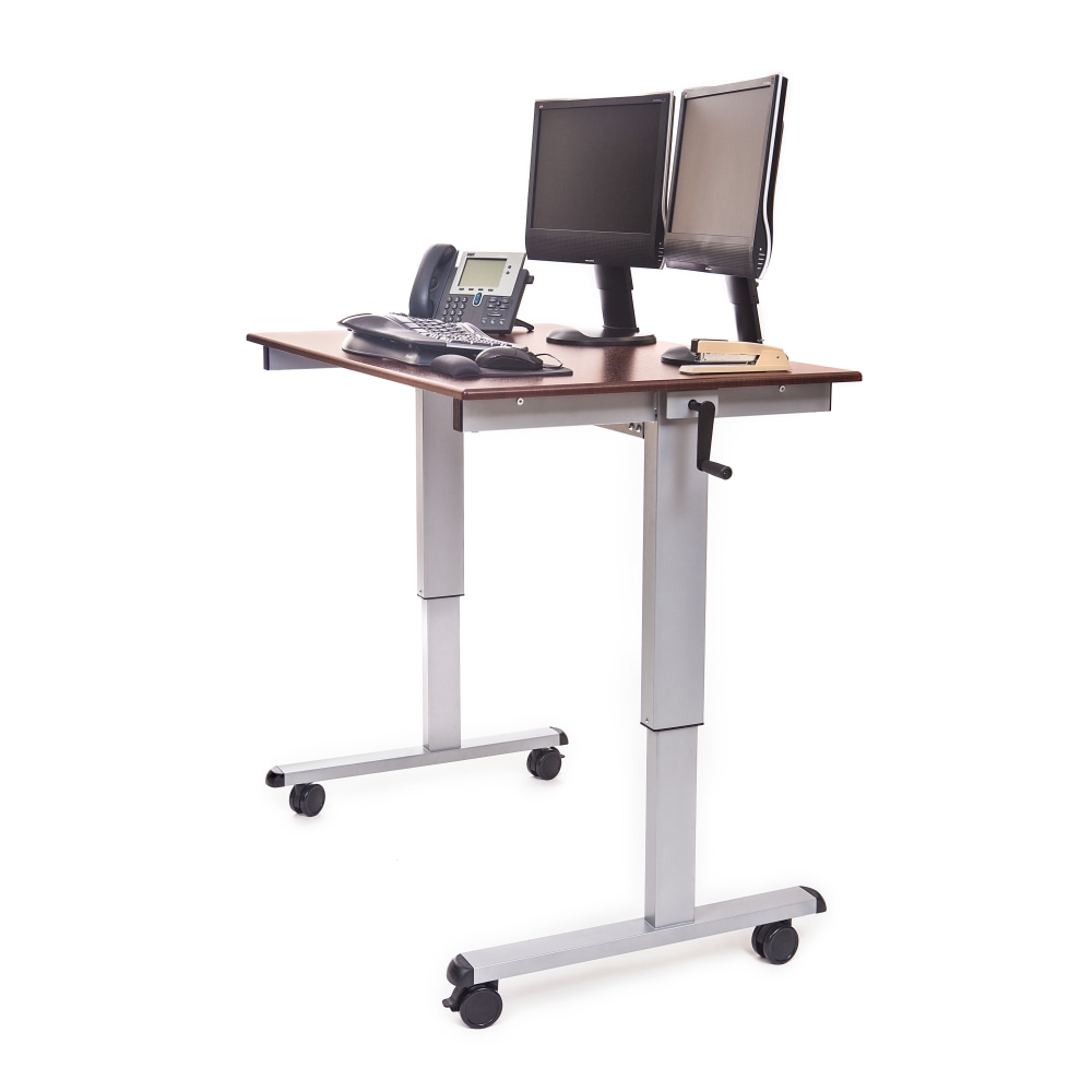 Luxor Crank 48"W Adjustable Stand Up Desk, Dark