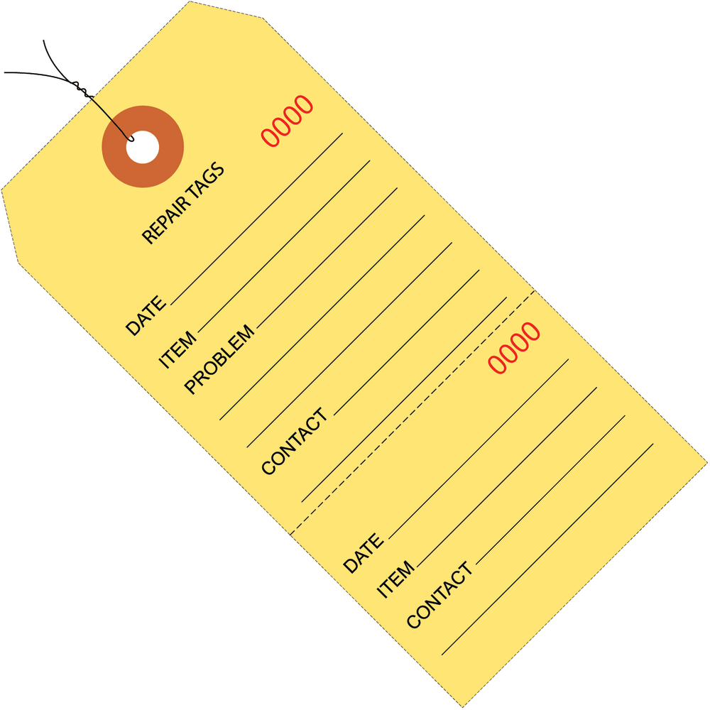 Partners Brand Prewired Repair Tags, 6 1/4" x