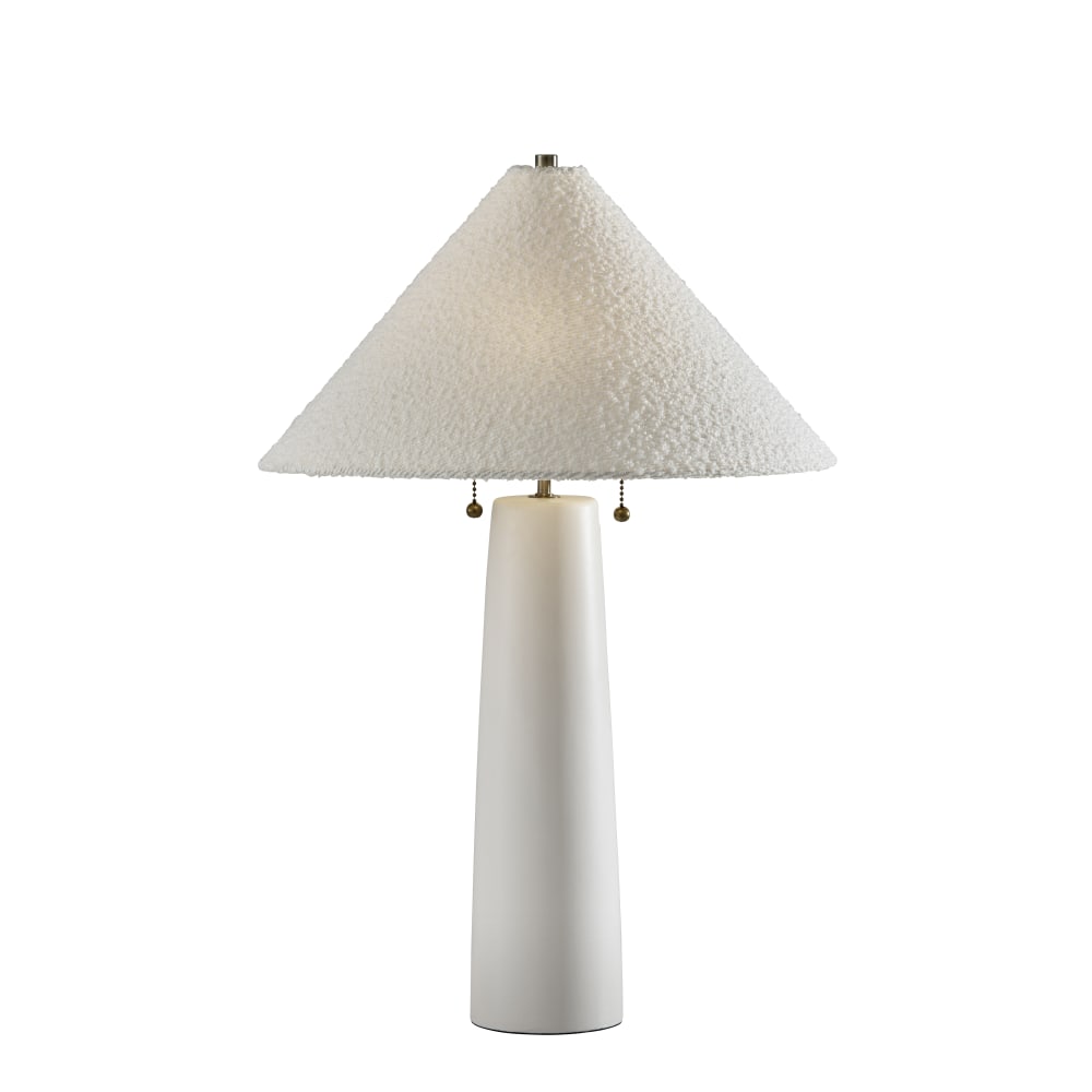 Adesso Waylon Table Lamp, White/White Boucle Fabric Shade