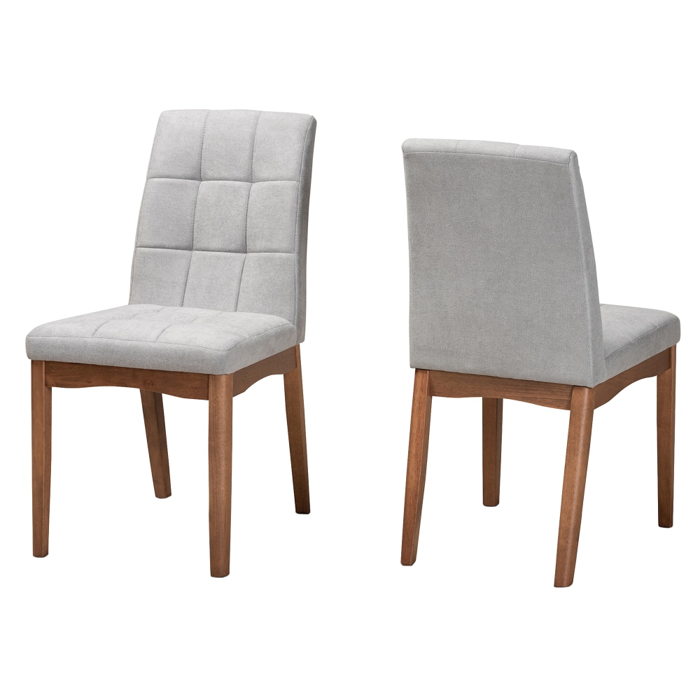 Baxton Studio Tara Dining Chairs, Light Gray/Walnut Brown,