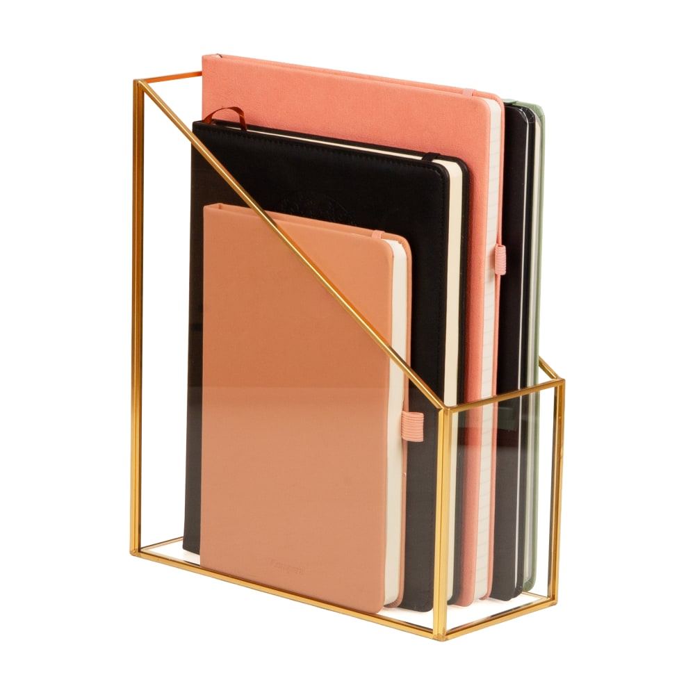 Mind Reader Vertical Glass File Holder, 11”H x