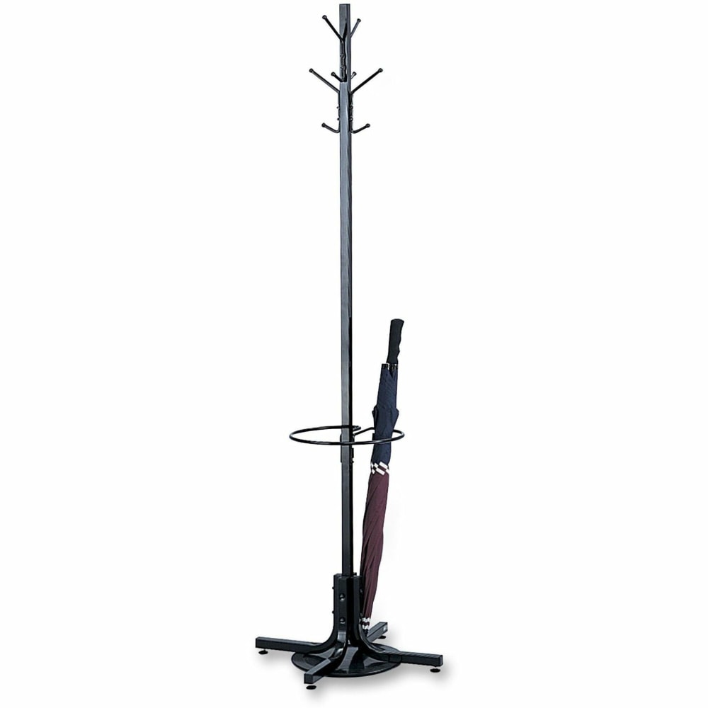 Safco® Metal Costumer With Umbrella Rack, Black