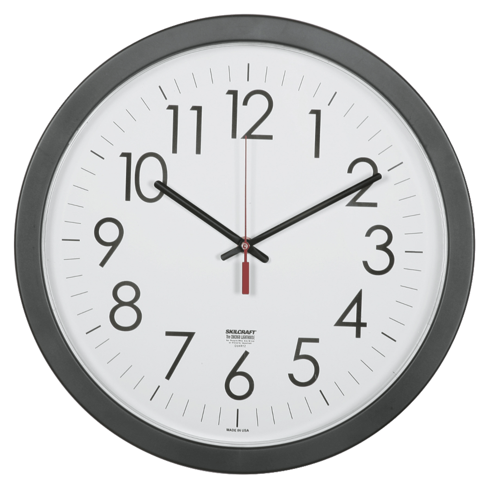 SKILCRAFT® Quartz Movement Wall Clock, 14 1/2", Black