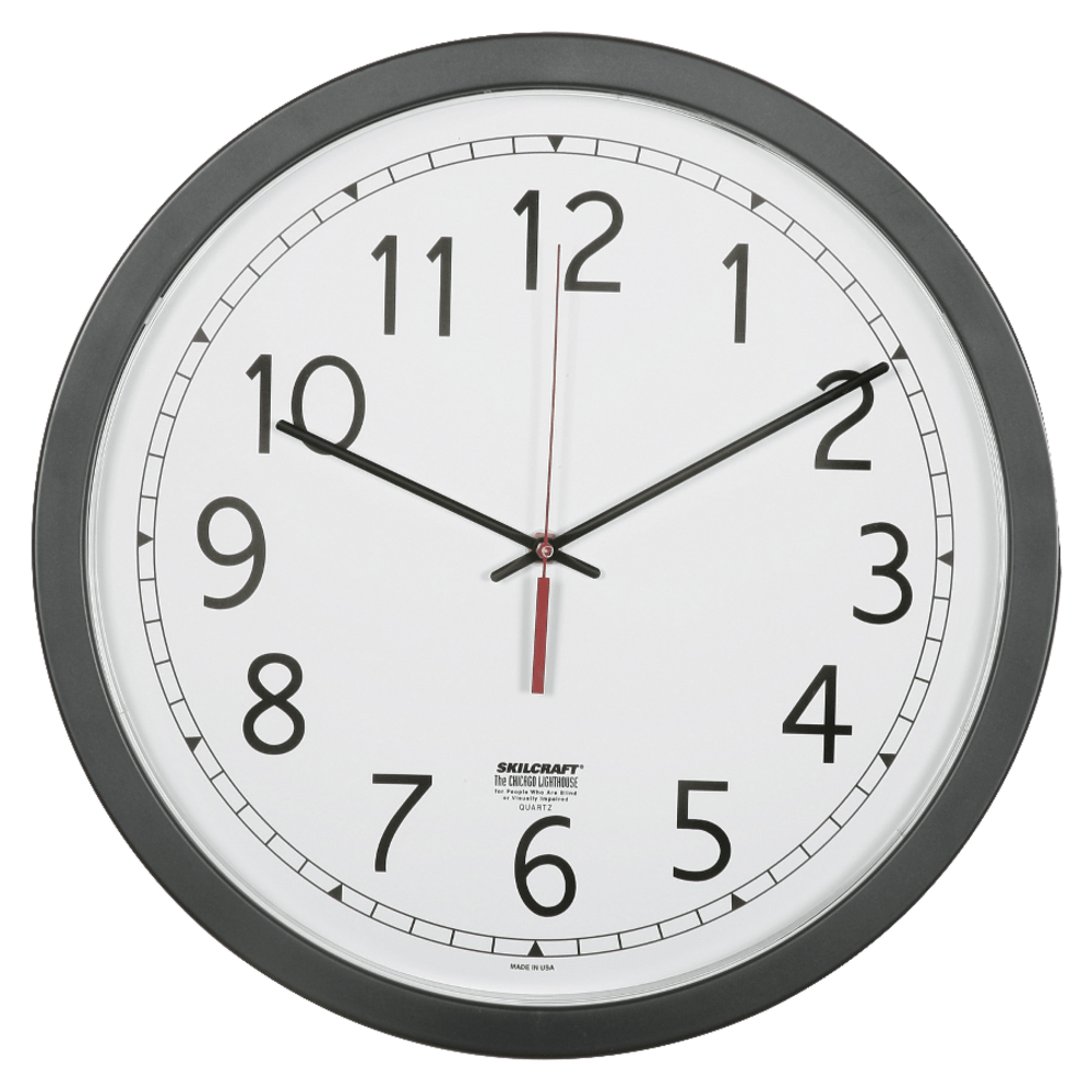SKILCRAFT® Quartz Movement Wall Clock, 16 1/2"W, Black