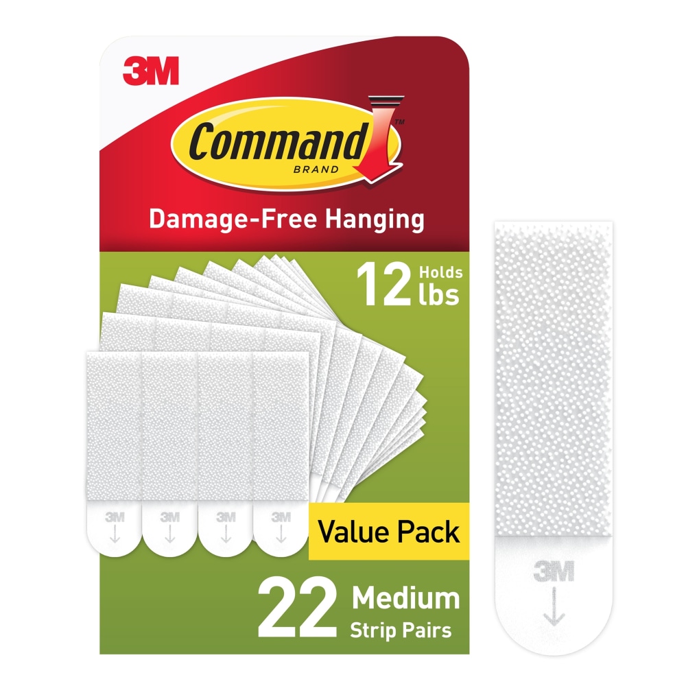 Command® Medium Picture Hanging Strips, 22 White Adhesive