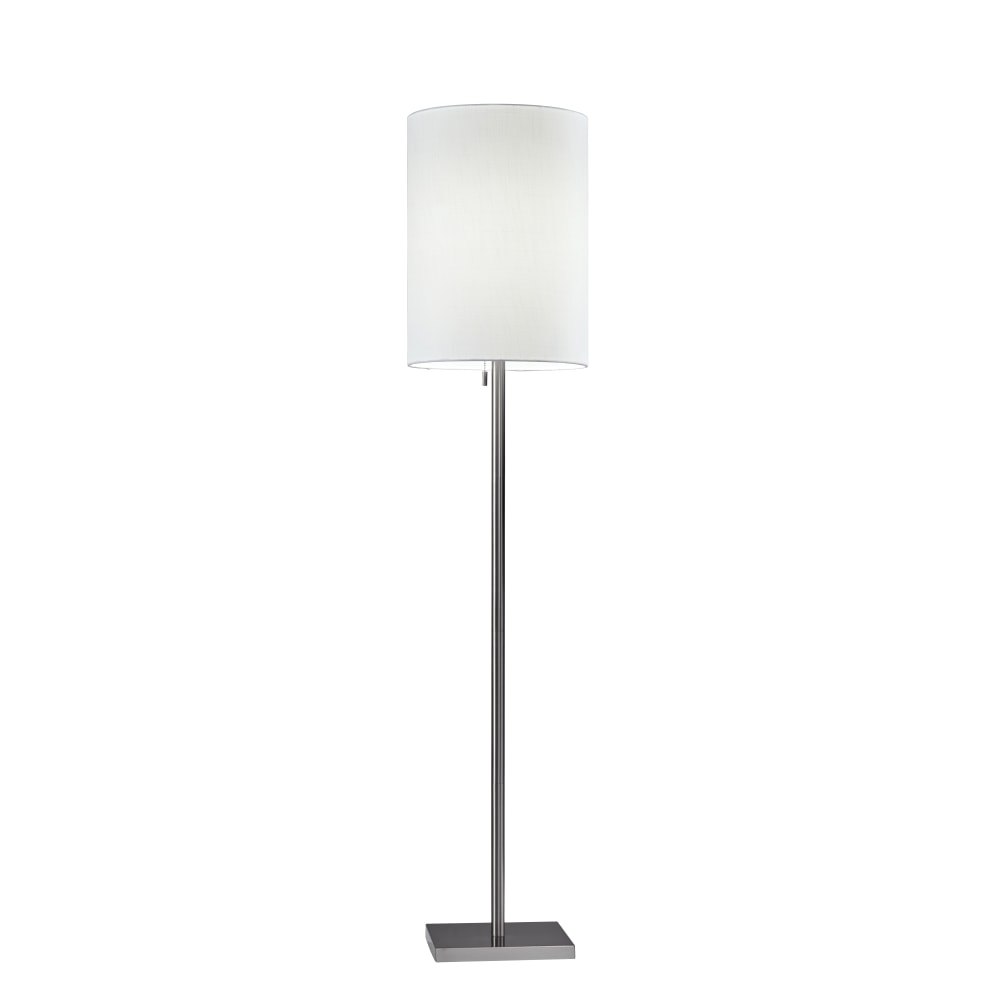 Adesso® Liam Floor Lamp, 60-1/2"H, White Shade/Brushed Steel