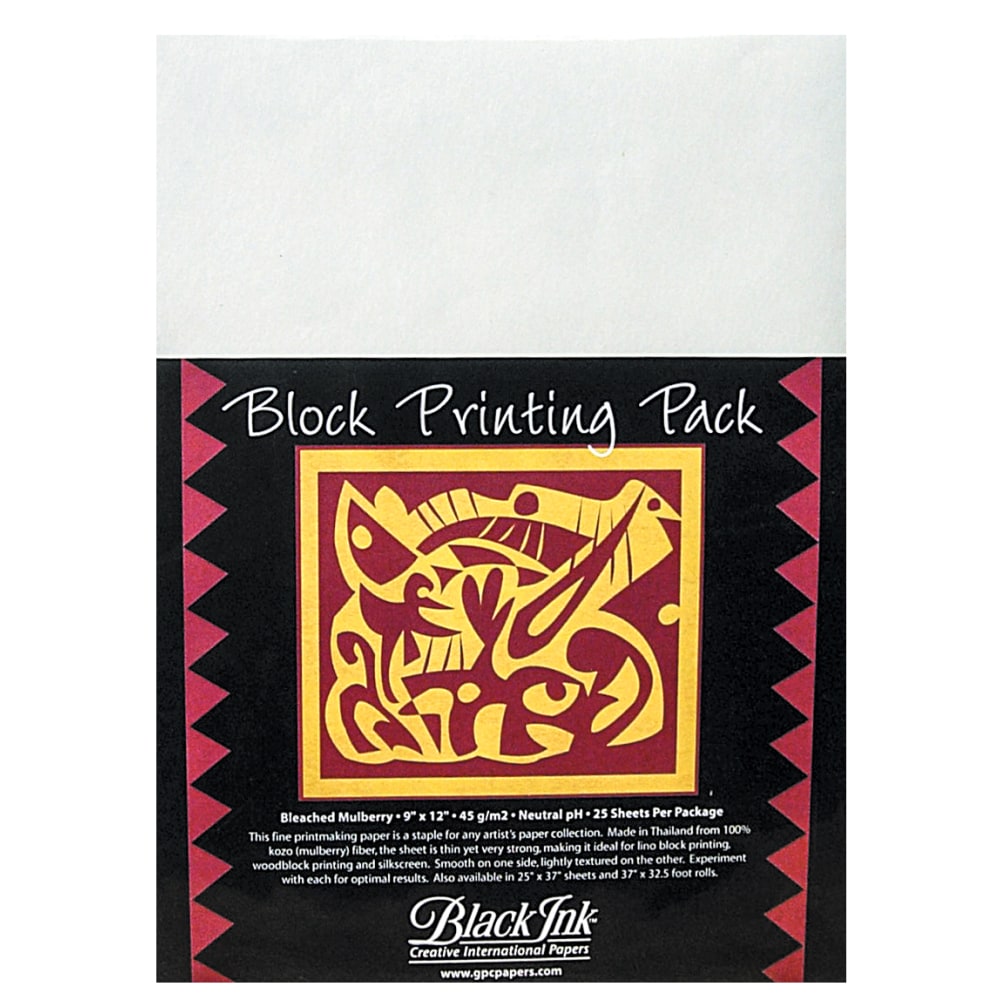 Black Ink Thai Mulberry Block Printing Paper, 9"