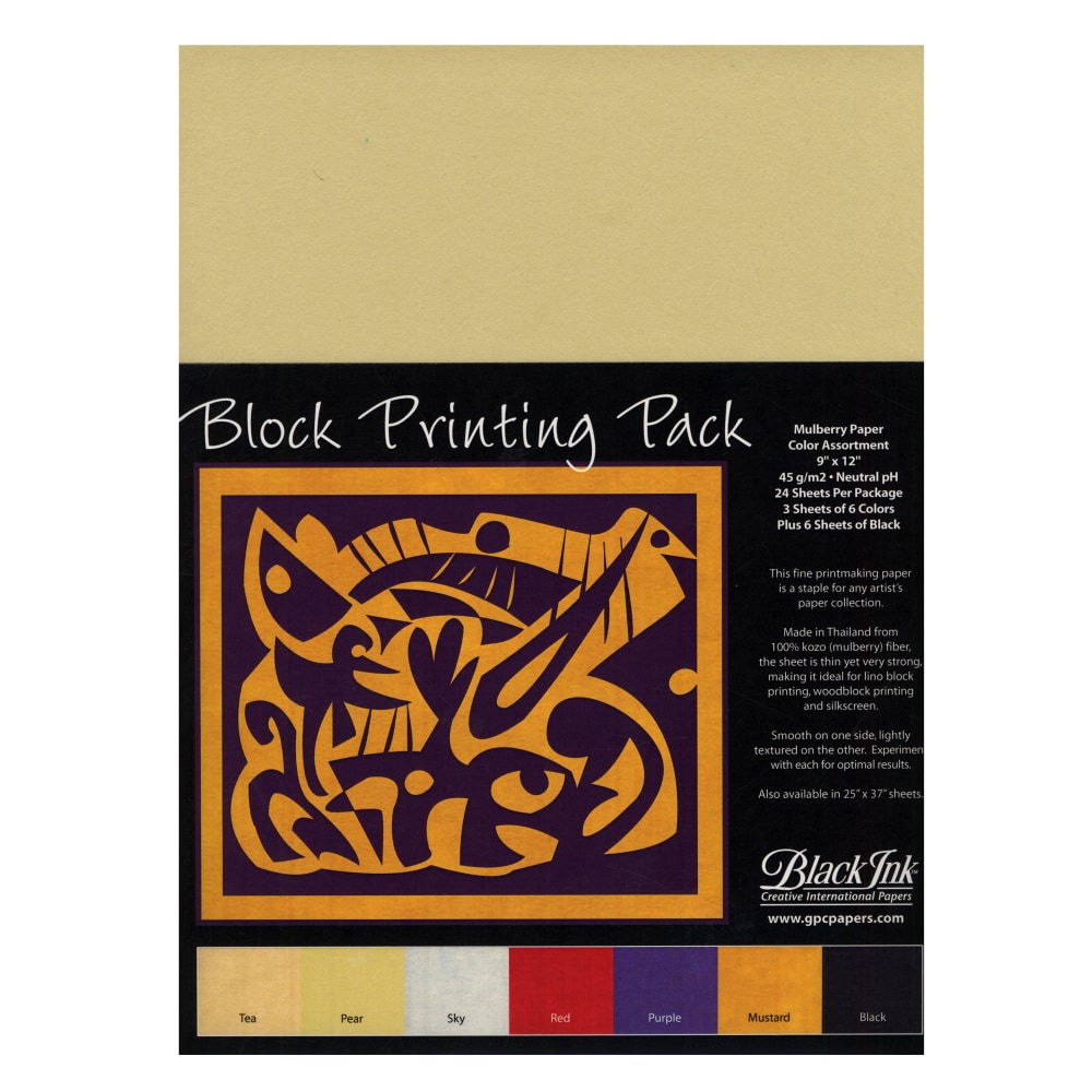 Black Ink Thai Mulberry Block Printing Paper, 9"