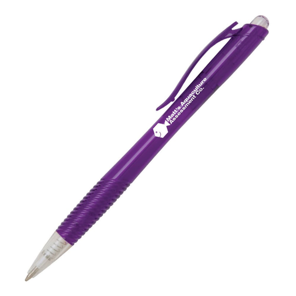 Custom Promotional Translucent Curve Retractable Grip Pen, Medium