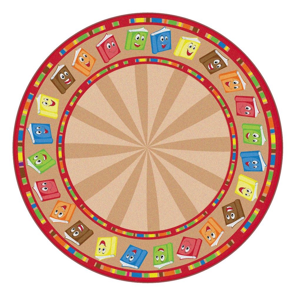 Flagship Carpets Circle Time Books Rug, Round, 6&#x27;,