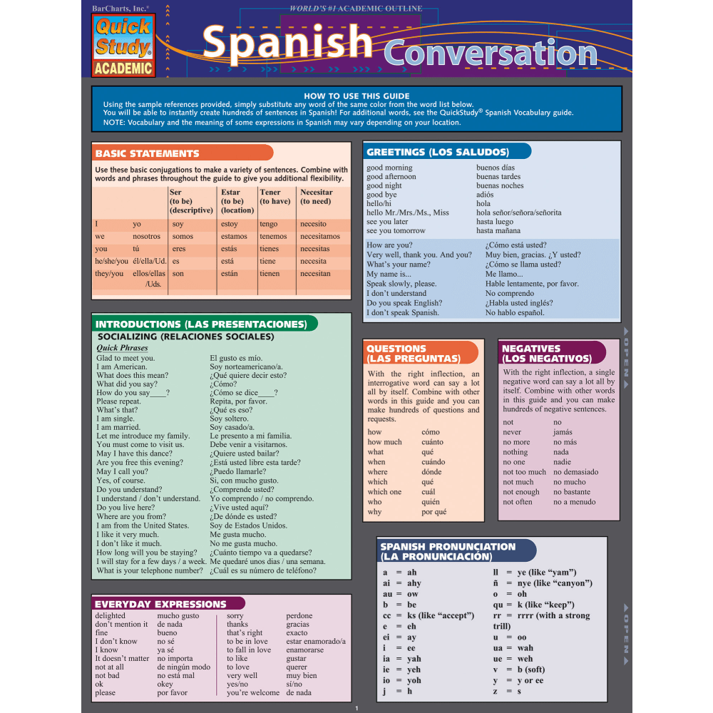 QuickStudy Guide, Spanish Conversation