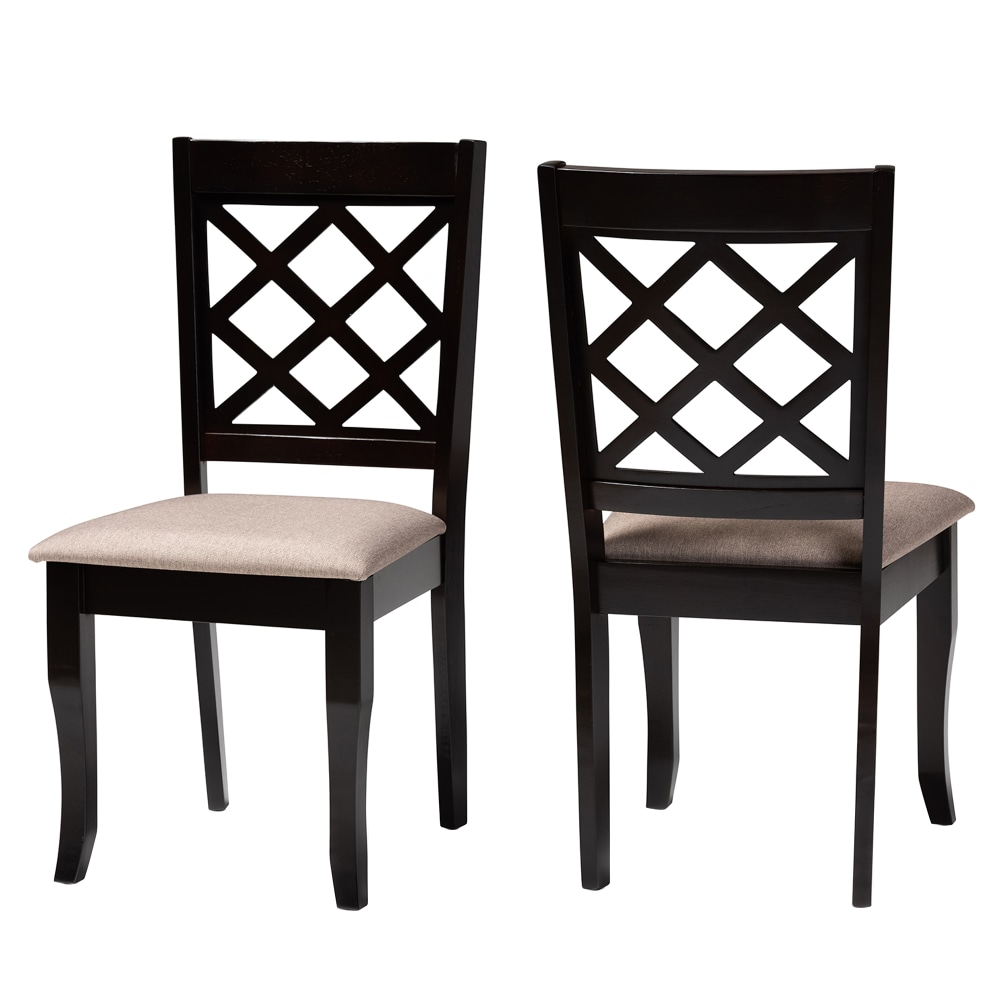Baxton Studio Verner Dining Chairs, Sand/Dark Brown, Set