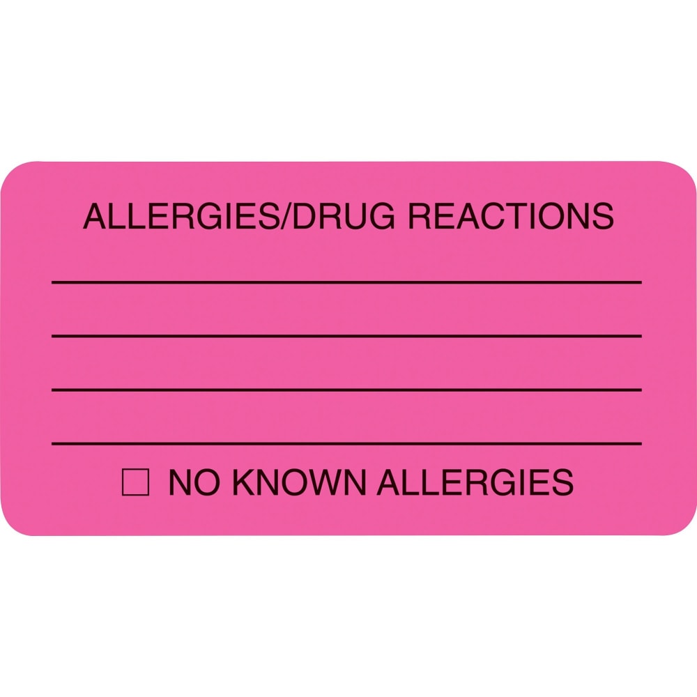 Tabbies® Permanent "Allergy/Drug Reaction" Label Roll,