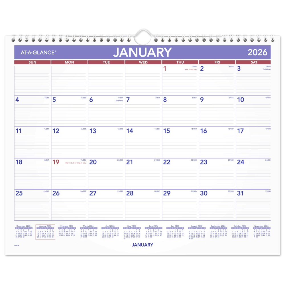 AT-A-GLANCE® 2026 Monthly Wall Calendar, Medium, 15" x