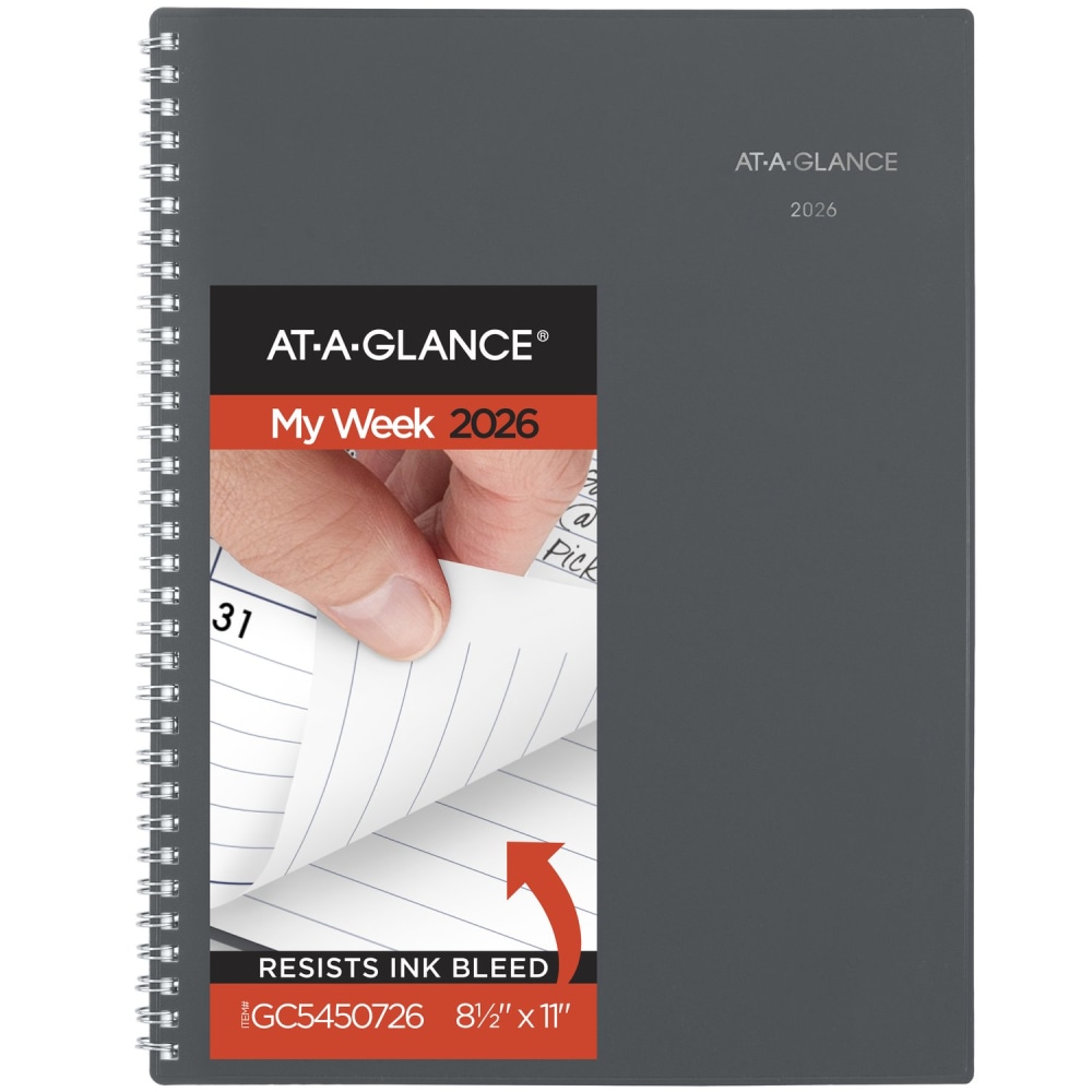 AT-A-GLANCE® DayMinder® 2026 Weekly Monthly Planner, Gray, Large,