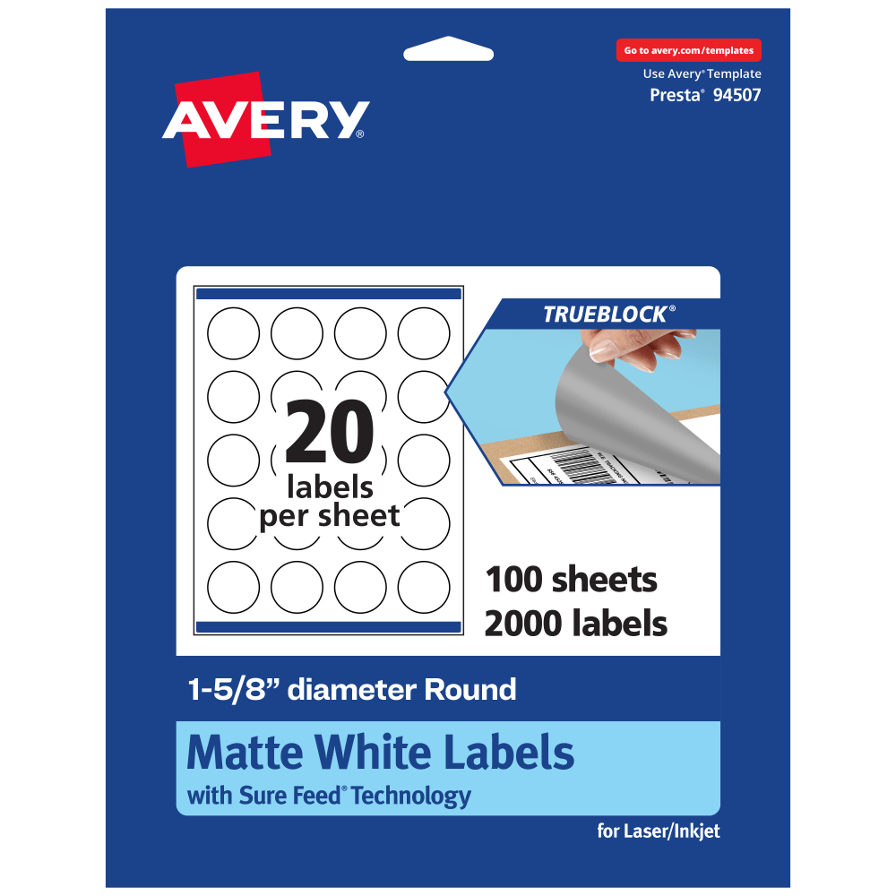 Avery® Print-To-The-Edge TrueBlock® Labels With Sure Feed®,