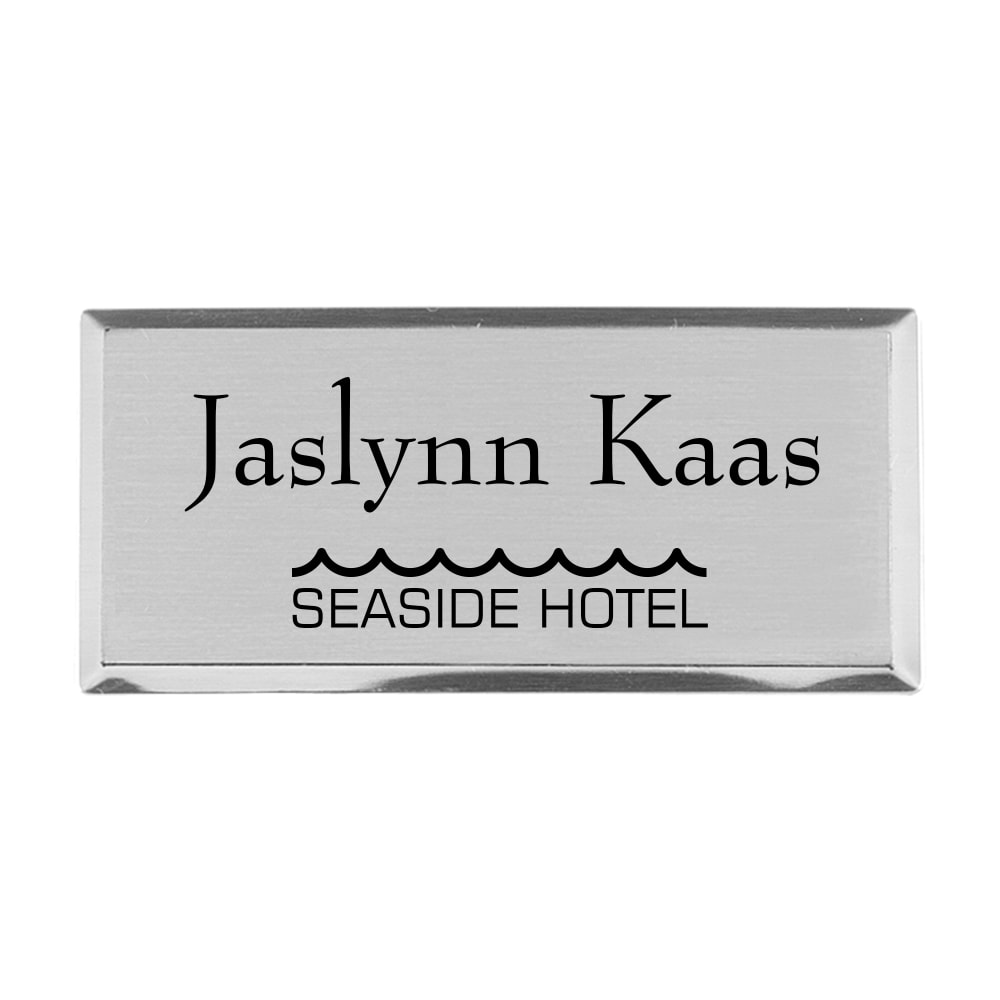 Custom Engraved Metal Rectangle Name Badge/Tag, 1-1/4" x
