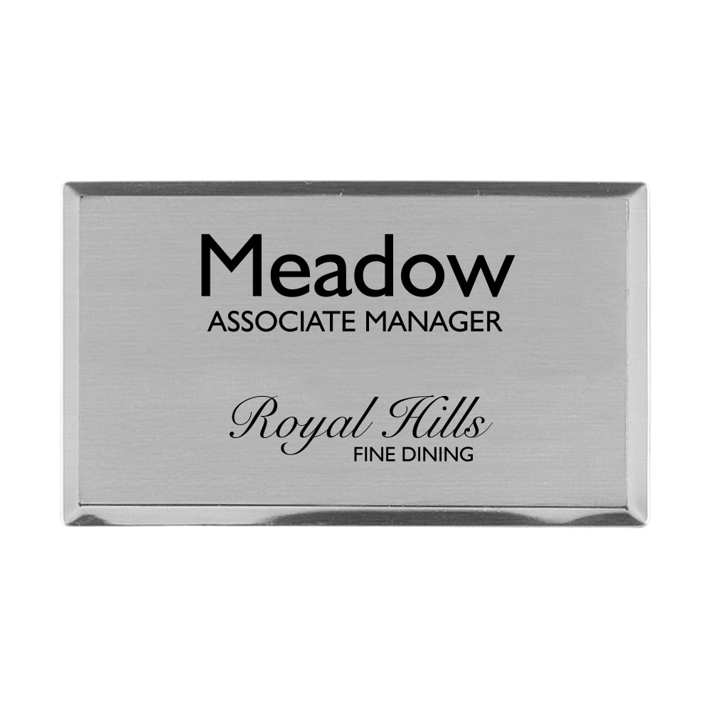 Custom Engraved Silver Metallic Rectangle Name Badge/Tag,
