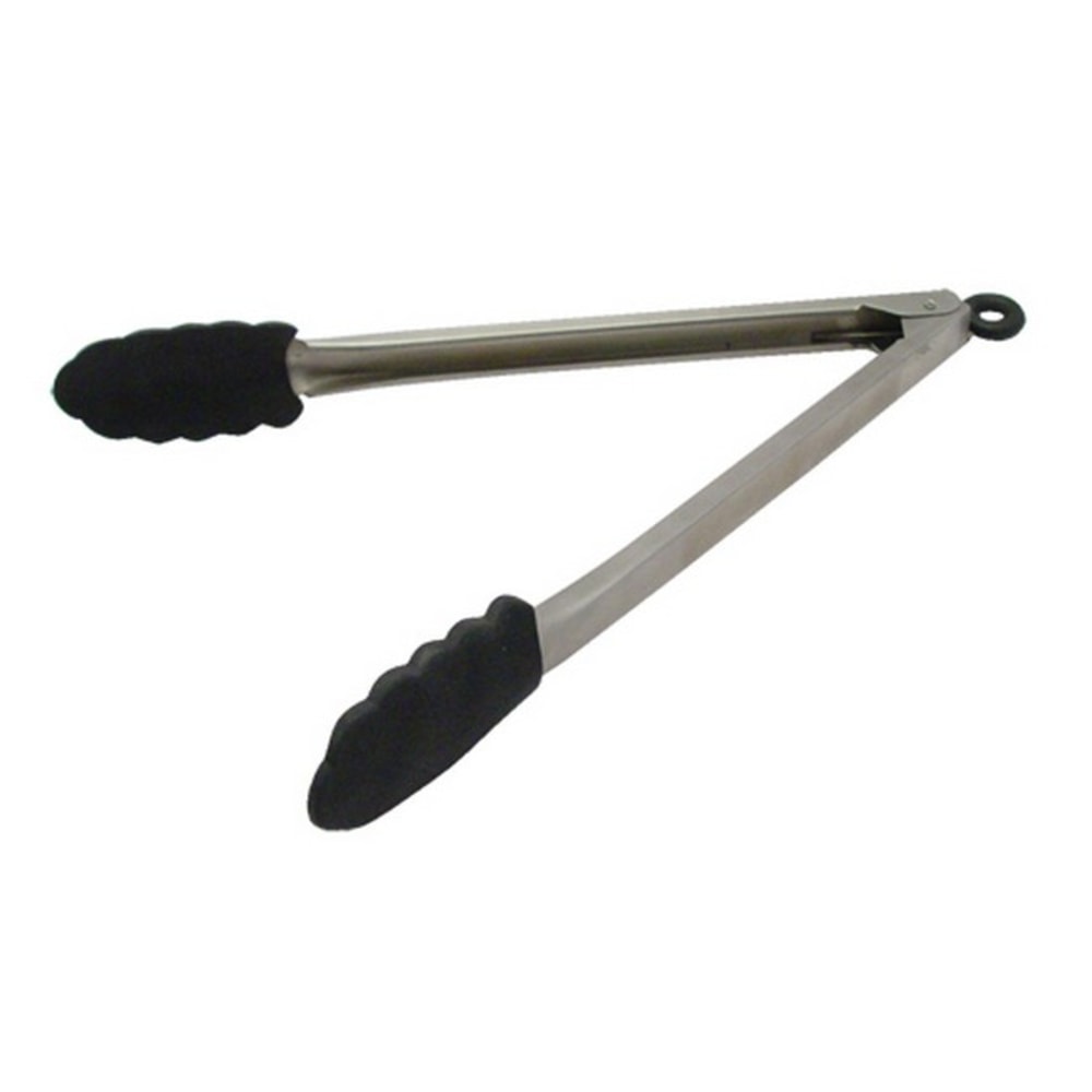 Tablecraft Locking Tongs With Silicone Tips, 16", Silver