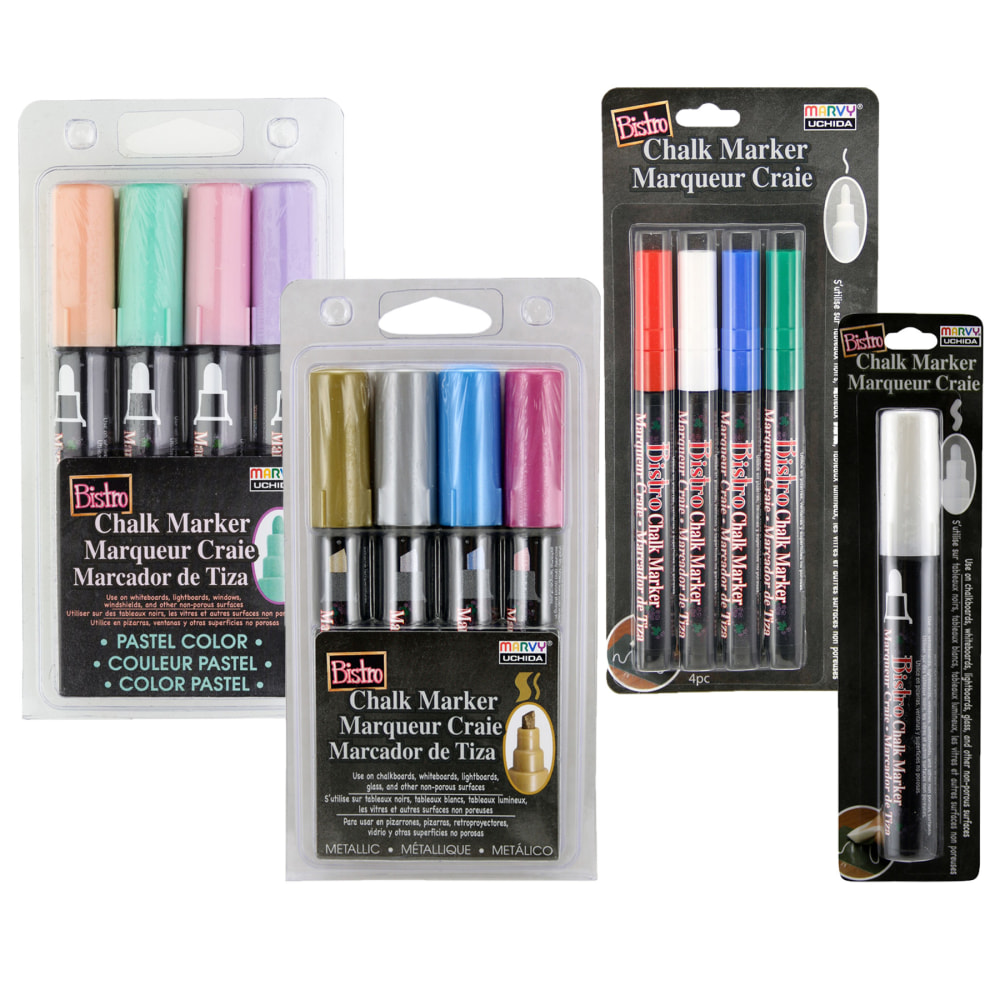 Marvy Uchida Bistro Chalk Markers, Chisel, Fine &