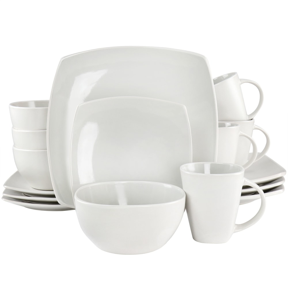 Soho Lounge Bright Shell 16-Piece Square Stoneware Dinnerware