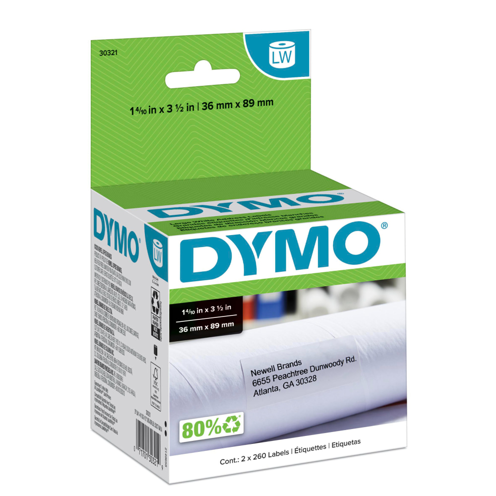 DYMO® White Thermal Address Labels, DYM30321, 1 4/10"