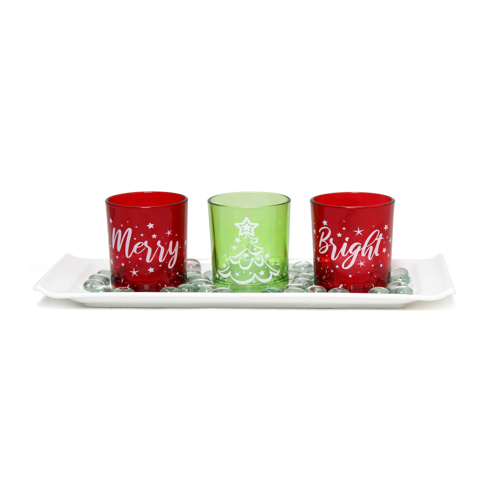 Elegant Designs Merry & Bright Christmas Candle Holder