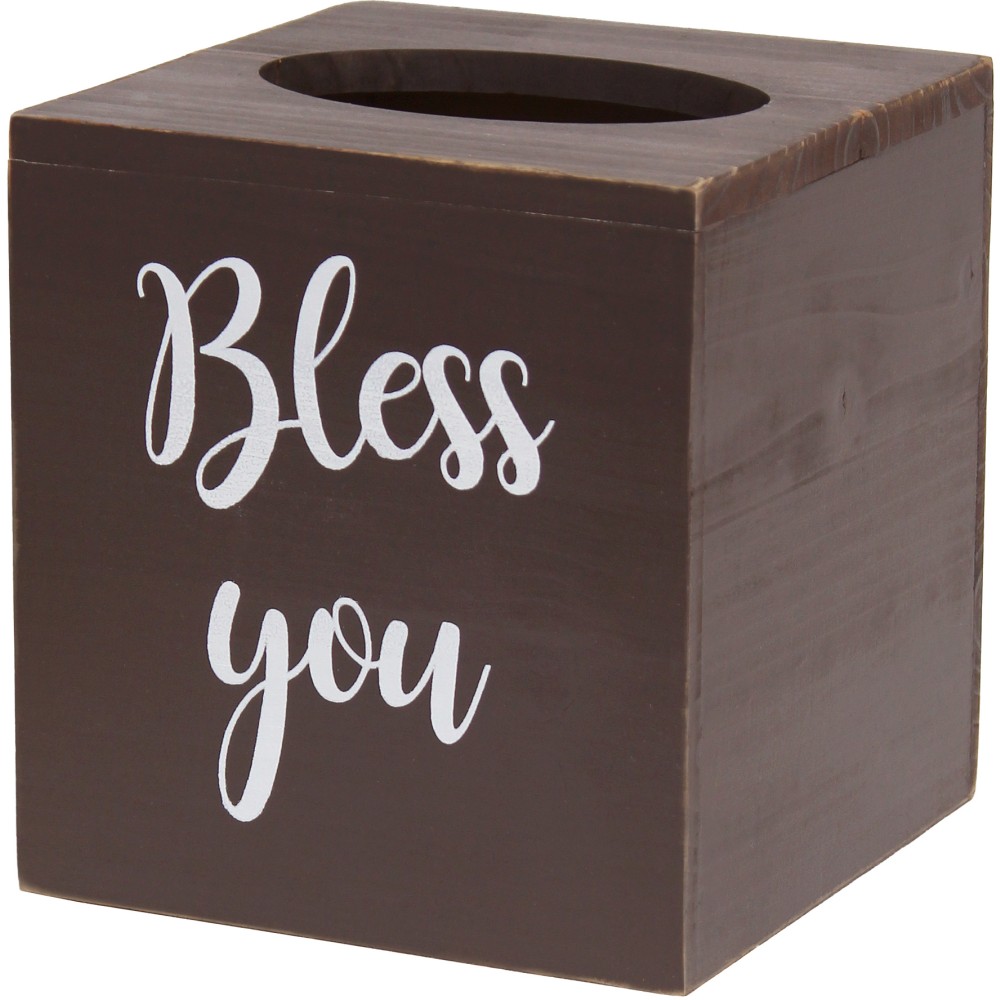 Elegant Designs Decorix Square Wooden Tissue Box Cover