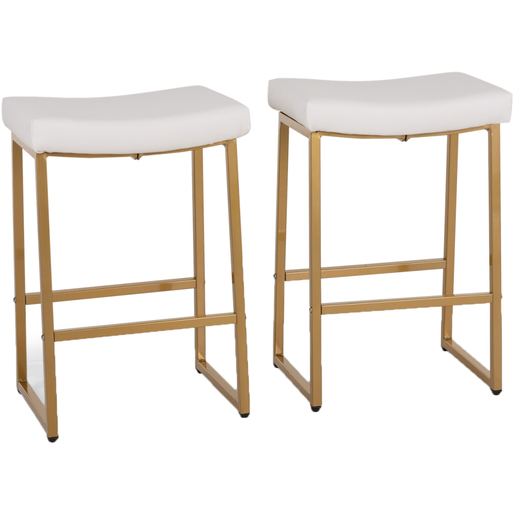 ALPHA HOME Saddle Design PU Leather Counter-Height Stools,
