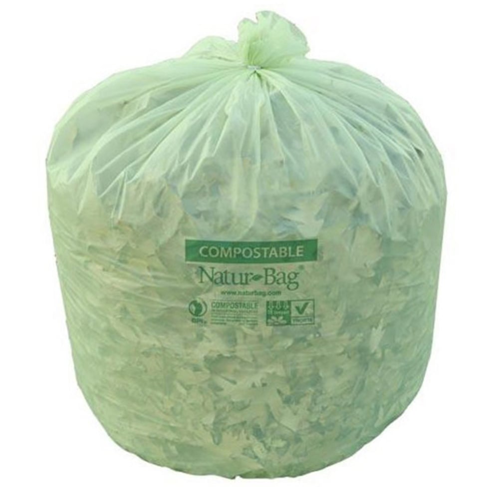 Natur Bag Compostable Trash Liners, 45 Gallons, Green,