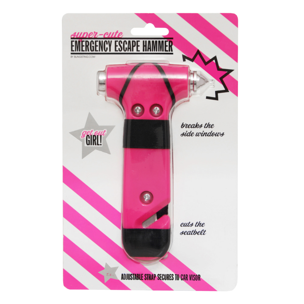 Super-Cute Emergency Escape Hammer And Seatbelt Cutter, Pink