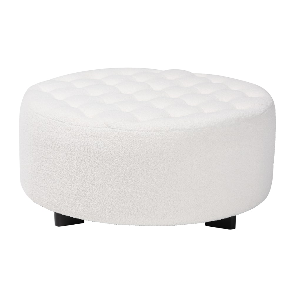Baxton Studio Athena Round Modern Boucle And Wood