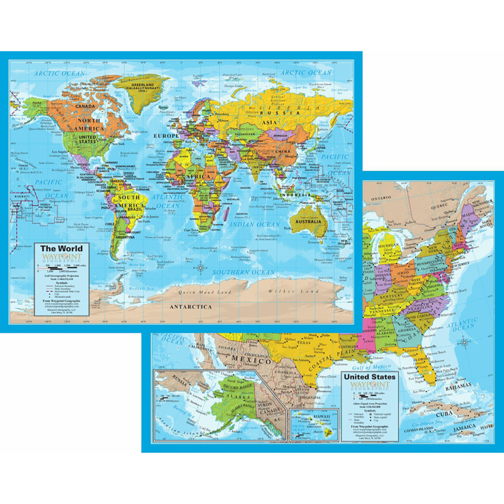 Waypoint Geographic World/USA Laminated Notebook Maps, 9" x