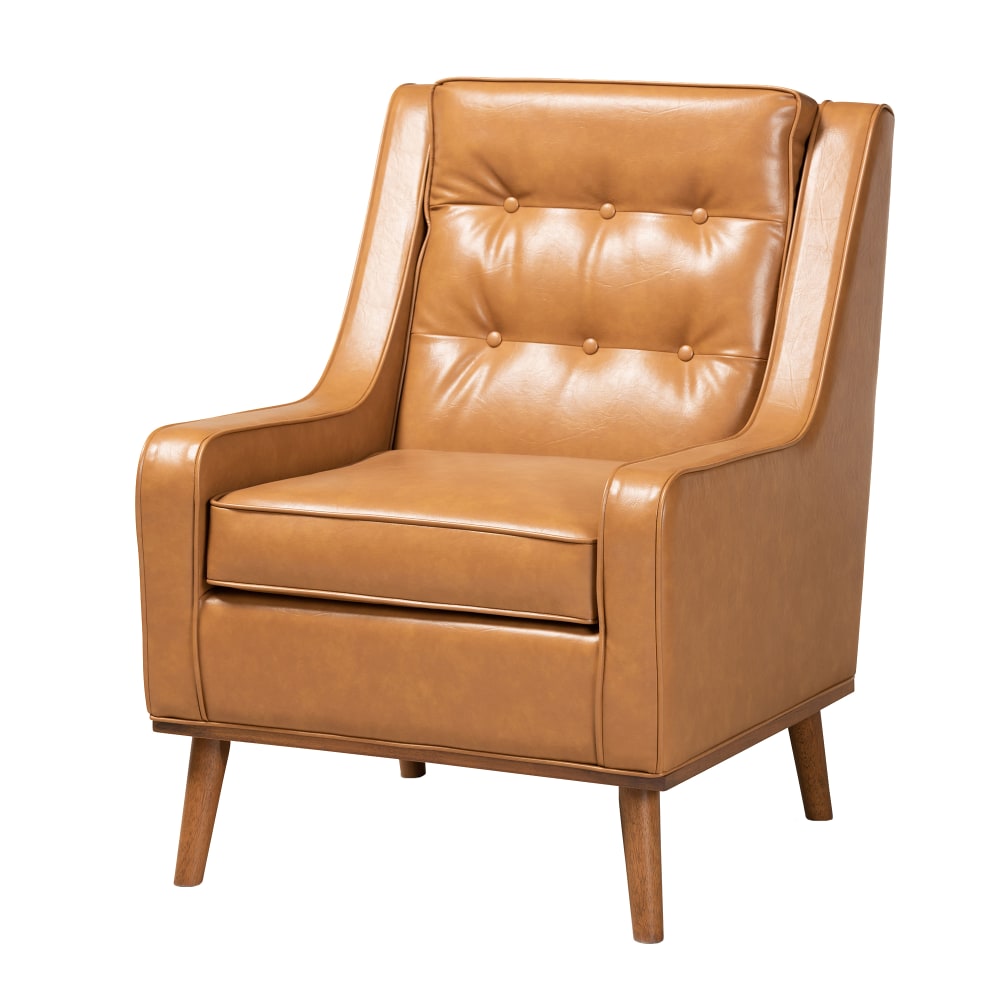 Baxton Studio Daley Lounge Armchair, Tan/Walnut Brown